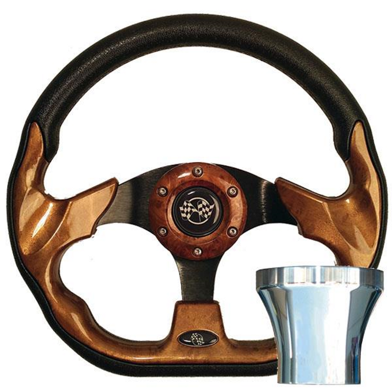 Steering Wheel Kit, Woodgrain/Race 12.5 with Chrome Adapter, E-, 06-065