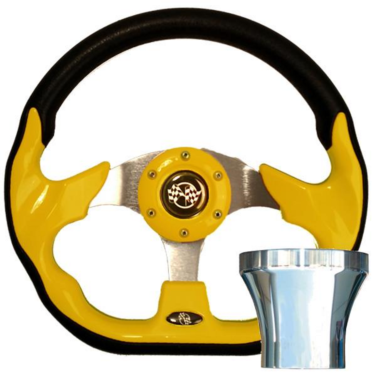 Yellow Racer Steering Wheel Kit Club Car DS 1982-Up Golf Cart, 06-082