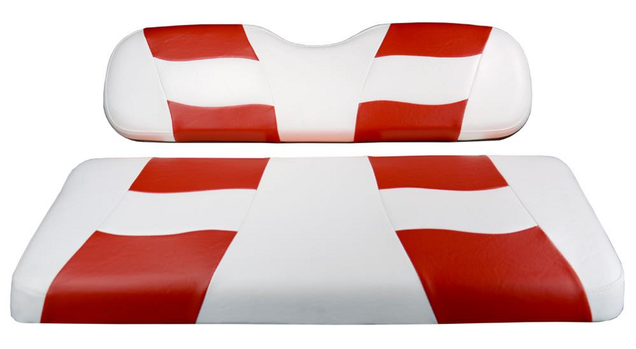 Club Car Precedent Golf Cart 2004-Up Riptide White/Red 2 Tone Front Seat Covers, 10-139