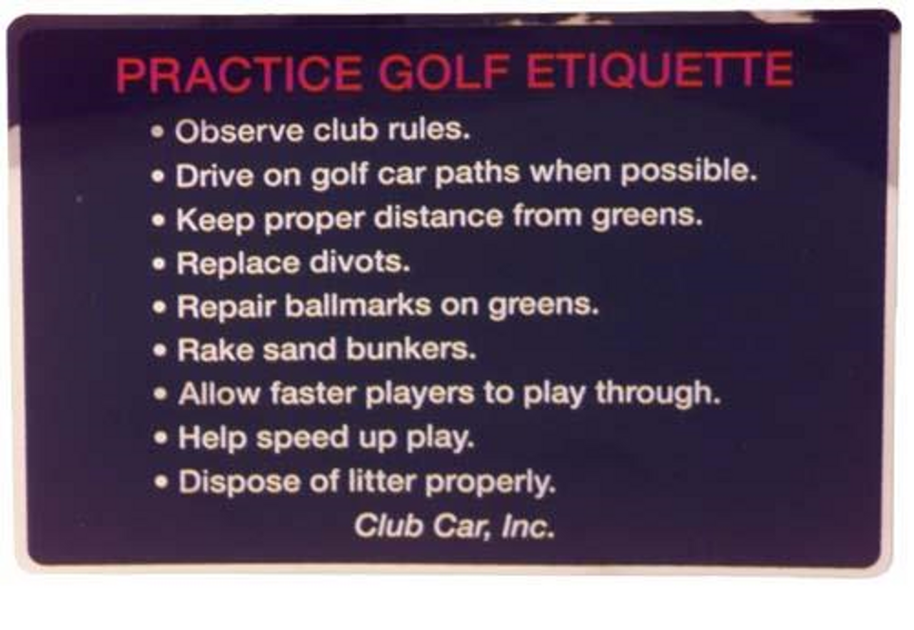 Club Car Golf Etiquette Decal (1992-1997), 14286