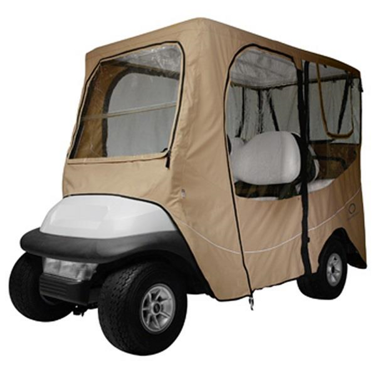 Deluxe Khaki 4-Passenger Enclosure (Universal Golf Cart Fit), 2030