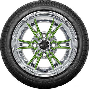 12" Wicked 57 Series Street Chrome with Lime Set of 4