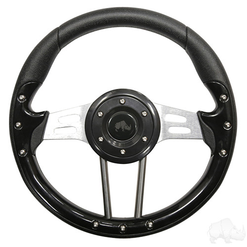 Aviator 4 13" Steering Wheel (Black Grip/Brushed Aluminum Spokes), ACC-SW127