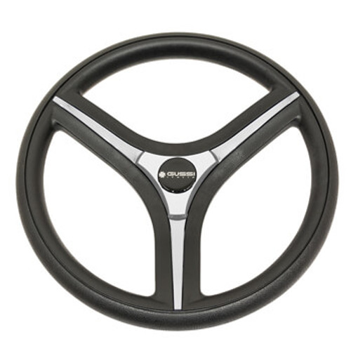 Gussi Italia Brenta Black/Silver Steering Wheel for Club Car Precedent (2004-Up), 06-135