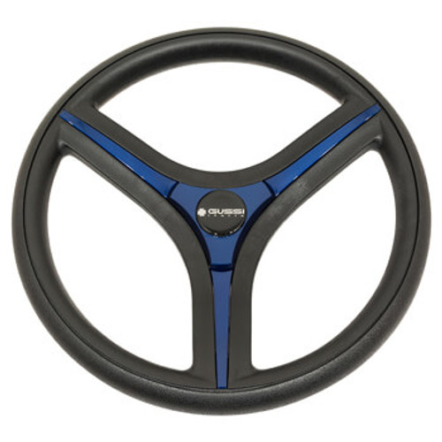 Gussi Italia Brenta Black/Blue Steering Wheel for Yamaha G16-Drive2 Golf Cart, 06-140