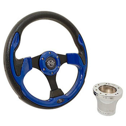Blue Rally 12.5" Steering Wheel for Yamaha G16-Drive2 Golf Cart, 06-036