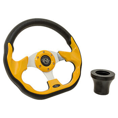 Yellow Racer 12.5" Steering Wheel Kit E-Z-GO Golf Carts 1994-Up, 06-101