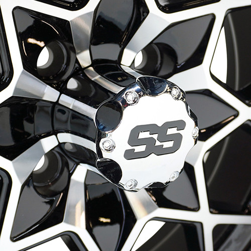 14x7 ET-25 RHOX Gloss Black Golf Cart Wheel, TIR-RX386