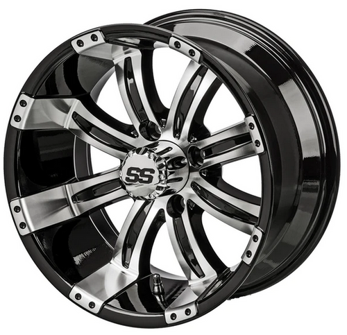 Revenge 14x7 Casino Black & Machined Golf Cart Wheel 3:4 Offset, ISL-19041 Revenge 14x7 Casino Black & Machined Golf Cart Wheel 3:4 Offset, ISL-19041