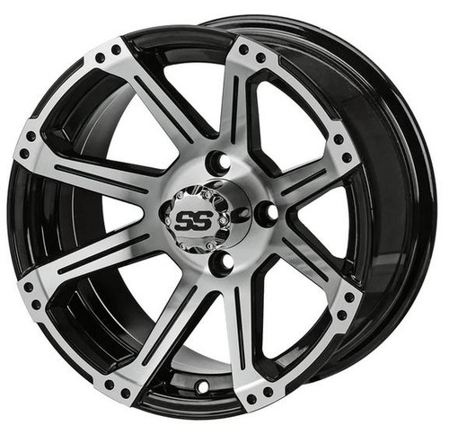 Revenge 14x7 Rampage Black & Machined Golf Cart Wheel 3:4 Offset, ISL-11141