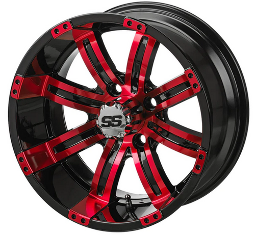 Revenge 12x7 Casino Cross Black & Red Golf Cart Wheel 3:4 Offset, ISL-39021