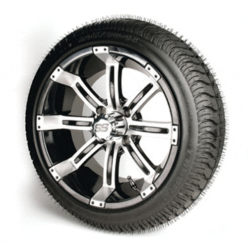 Set of (4) 14" GTW Tempest Wheels Mounted on Fusion Street Tires (Universal Golf Cart Fit), 56750