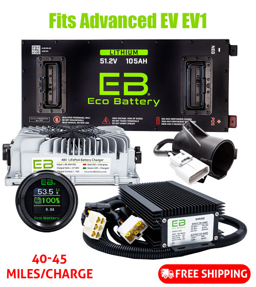 Eco Battery 70V 105Ah LifePo4 Advanced EV EV1 Golf Cart Lithium Battery Bundle Kit with Charger & 12V Converter, B-3354 Eco Battery 70V 105Ah LifePo4 Advanced EV EV1 Golf Cart Lithium Battery Bundle Kit with Charger & 12V Converter, B-3354