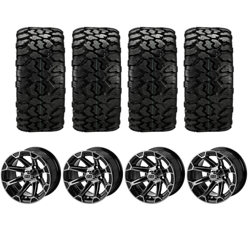 14" Viking Machined Black Golf Cart Wheels and Tires Combo (23x10 -14) Set of 4, ISL-60541-17141-4X