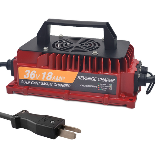 Revenge Golf Cart Parts & Accessories 18AMP Portable Battery Charger for 36-Volt Golf Carts with Crowfoot Plug, CHGR-104