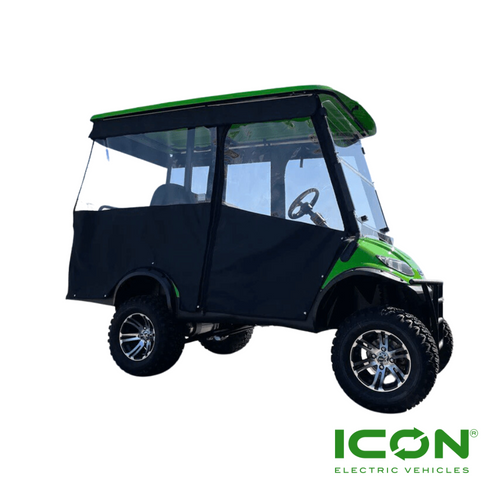 Sunbrella Jet Black Track-Style Canvas Enclosure for ICON i40, i40L Golf Cart, ECL-705-IC