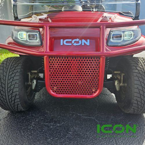 Burgundy Steel Brush Guard for ICON i20, i40, i60, i80 Non-Lifted Golf Cart Models, BRG-702-IC-BUR, 2.08.001.000077