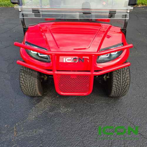 Red Steel Brush Guard for ICON i20, i40, i60, i80 Non-Lifted Golf Cart Models, BRG-702-IC-RED, 3.206.04.000163