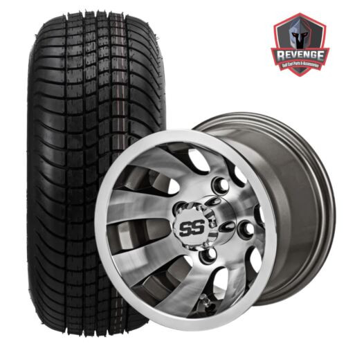 10" Gunslinger Gun Metal Golf Cart Wheels and Tires Combo (205/65-10) Set of 2, ISL-25501-04001-2X