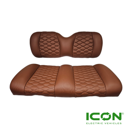 ICON Chestnut Comfort Custom Seat Cool Touch Base with Stretch Hex Pattern and Dark Brown Stitching, STC-CHTHEXDBR-IC-COMF