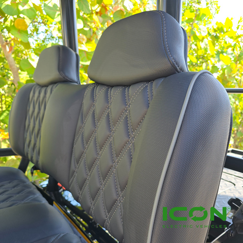 ICON Black Custom Premium Seat Cool Touch Base with Double Diamond Pattern and Antracite Stitching, STC-BLKDDANT-IC-PREM