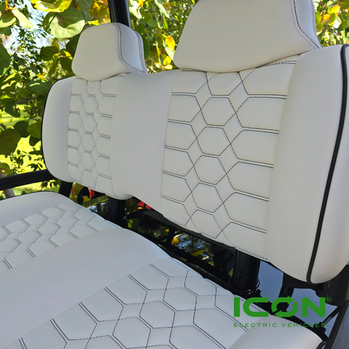 ICON White Custom Premium Seat Cool Touch Base with Lando Pattern and Black Stitching, STC-WHTLANBLK-IC-PREM