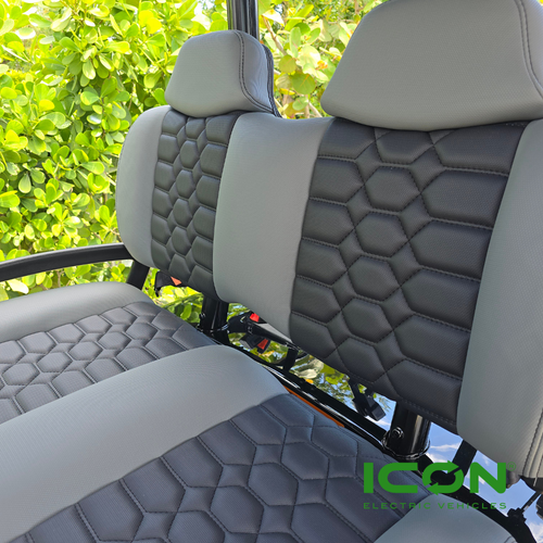 ICON Two Tone Premium Black and Antracite Custom Seat Cool Touch Base with Lando Pattern and Black Stitching, STC-2BLKANTLANBLK-IC-PREM
