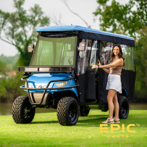 Sunbrella Jet Black Track-Style Canvas Enclosure for EPIC E60L Golf Cart (Does Not Fit E60), ECL-EP201
