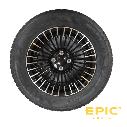 14-Inch Aluminum Rim on FORTIS T5 Street Tire 23 x 10.5-R14 with Inflating Valve for EPIC E40FX Golf Carts, WT-EPFX817, WT-EPFX816, WT-ICFX903, WT-EP806, 3106044938, 3106032305, 3410000484