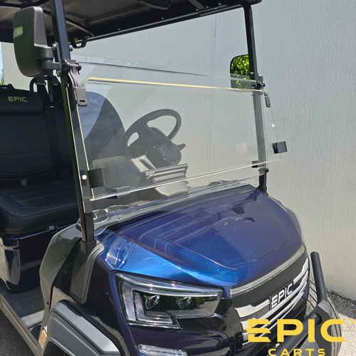 2-Piece Folding Windshield for EPIC E20FX, E40FX, E60FX Golf Carts - Clear or Tinted, WS-EPFX618, 3600003172, 3600003171, 3411013655
