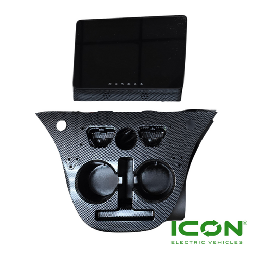 Retro Fit 10" Screen Kit with Carbon Fiber Cup Holder for ICON 2022 and Newer Golf Carts with the 450 AMP Controller. Must have CAN plug in harness (ELE-731-IC)
