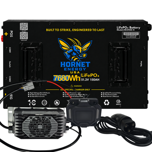 Hornet Energy 51.2V 150Ah LiFePO4 Lithium Battery ICON X Series Bundle Kit – Heated, Fire Suppression, Smart BMS, Bluetooth (HE-51-150-H-ICX-KIT2)