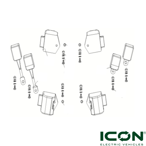Three-Point Seat Belt Assembly for ICON i40X Golf Carts, ST-950-IX, 2103027264