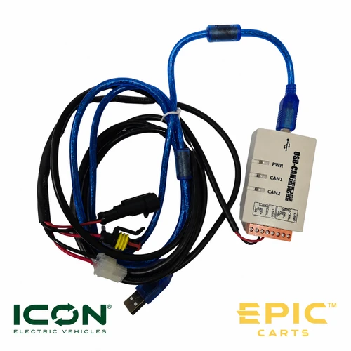 Laptop Programming CAN Bus Cable with USB-CAN Adapter for ICON i20X, i40X, i40FX, i60LX and EPIC E20, E60, E40, E40L, E40FL, E60L, E20FX, E40FX, E60FX Golf Carts, ELE-EP234, 2901712240000
