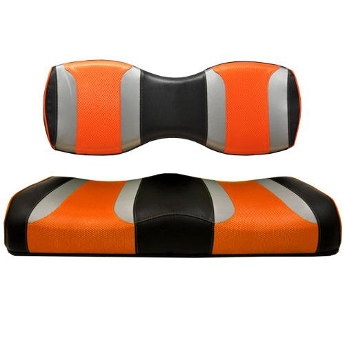 Madjax Tsunami Black with Liquid Silver Rush & Orange Rush Custom Rear Seat Cushions, 10-229P
