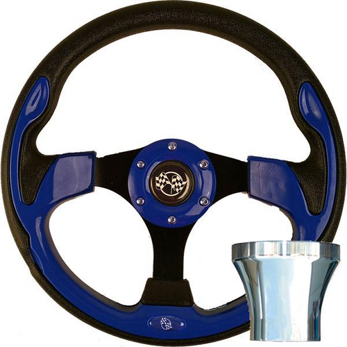 Steering Wheel Kit, Blue/Rally 12.5 with Chrome Adapter, E-Z-Go, 06-033