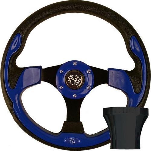 Steering Wheel Kit, Blue/Rally 12.5 with Black Adapter, Club Car Precedent, 06-055