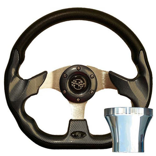 Carbon Fiber Racer Steering Wheel Yamaha G16-Drive2 1985-Up Golf Cart, 06-072 Carbon Fiber Racer Steering Wheel Yamaha G16-Drive2 1985-Up Golf Cart, 06-072