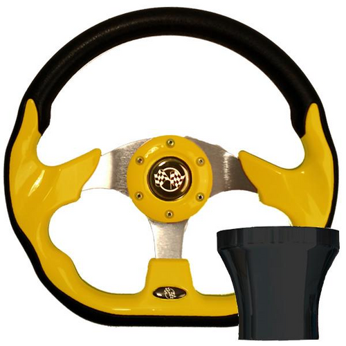 Yellow Racer Steering Wheel Kit Club Car Precedent 2004-Up Golf Cart, 06-103