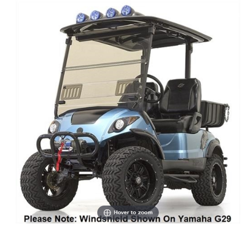 Tinted Club Car Precedent 1/4 inch Fold-Down Windshield with Vents - Black Hinge (Fits 2004-Up), 09-010