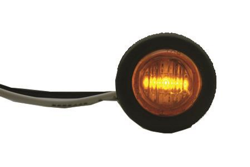 Amber 3/4" LED Round Light with Rubber Gasket Waterpr, 31765