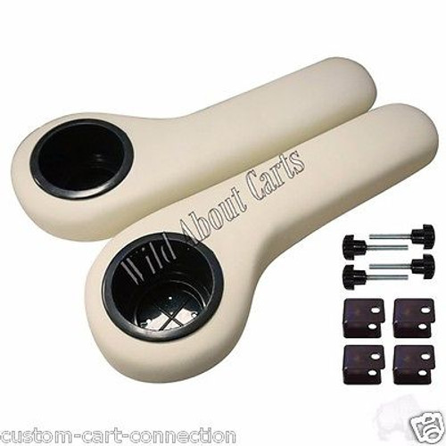 EZGO/Club Car/Yamaha Golf Cart Rear Seat Arm Rest Cushion Cup Holder (White), SEAT-695-W