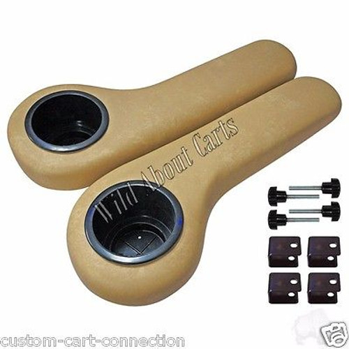 EZGO/Club Car/Yamaha Golf Cart Rear Seat Arm Rest Cushion Cup Holder (Tan), SEAT-695-T