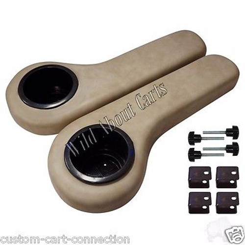 EZGO/Club Car/Yamaha Golf Cart Rear Seat Arm Rest Cushion Cup Holder Stone Beige, SEAT-695-SB