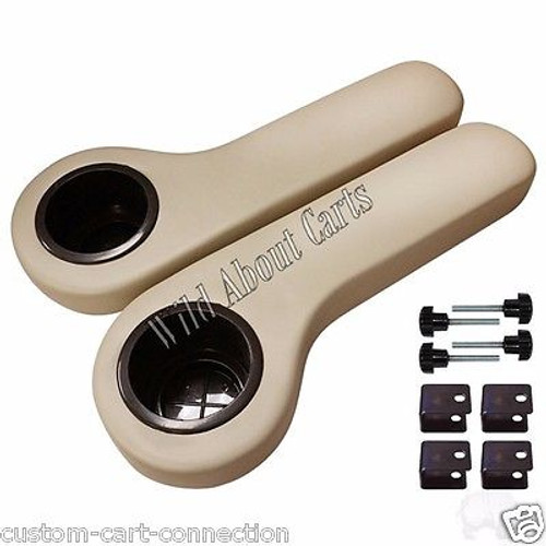 EZGO/Club Car/Yamaha Golf Cart Rear Seat Arm Rest Cushion Cup Holder (Stone), SEAT-695-S