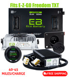 Eco Battery 70V 105Ah LifePo4 EZGO Freedom TXT Golf Cart Lithium Battery Bundle Kit with Charger & 12V Converter, B-3284