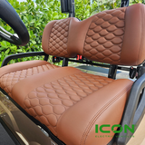 ICON Chestnut Comfort Custom Seat Cool Touch Base with Stretch Hex Pattern and Dark Brown Stitching, STC-CHTHEXDBR-IC-COMF