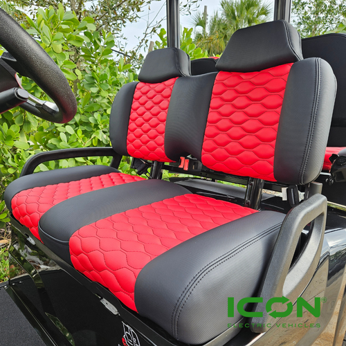 ICON Two Tone Premium Black and Red Custom Golf Cart Seat