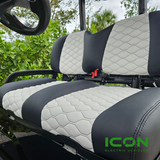 ICON Two Tone Comfort White and Black Custom Seat Cool Touch Base with Stretch Hex Pattern and Black Stitching, STC-2WHTBLKHEXBLK-IC-COMF