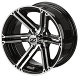 Revenge 12x7 Type 6 Yukon Black & Machined Golf Cart Wheel, ISL-16221